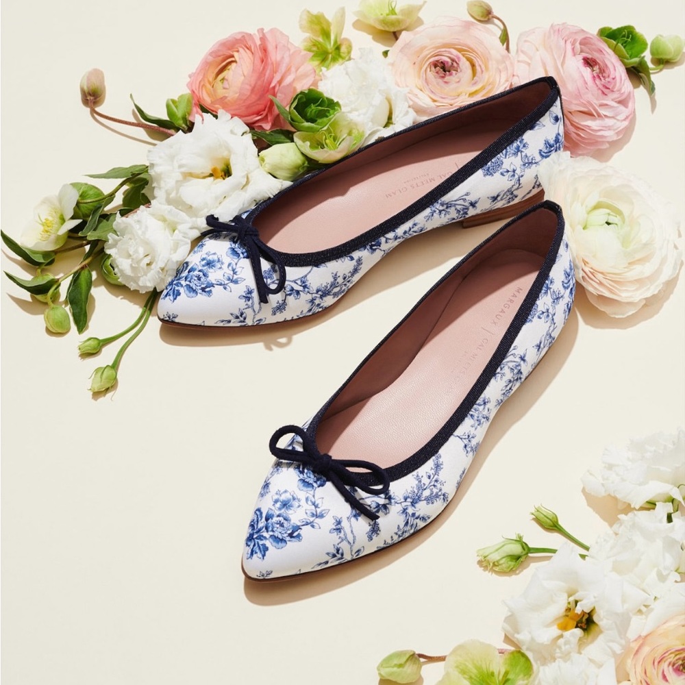 Gal Meets Glam X Margaux - The Pointe Ballet Flats in Blue Toile SOLD OUT STYLE